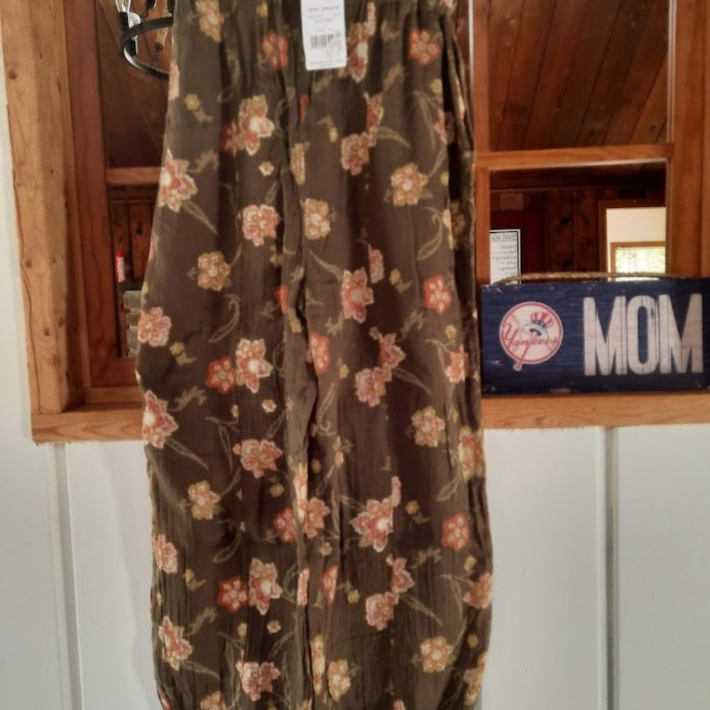Free People In the Midnight Hour Paperbag Waist Cotton Gauze Floral Pants NWT M - Picture 6 of 10